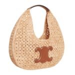 CELINE CLASSIC PANIER HOBO BAG IN RAFFIA AND CALFSKIN