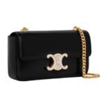 CELINE CHAIN SHOULDER BAG CLAUDE WITH STRASS CLOSURE IN SHINY CALFSKIN