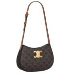 CELINE MEDIUM TILLY BAG IN TRIOMPHE CANVAS AND CALFSKIN TAN