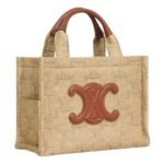 CELINE SMALL CABAS THAIS IN RAFFIA EFFECT TEXTILE WITH TRIOMPHE JACQUARD