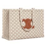 CELINE LARGE CABAS THAIS IN TEXTILE WITH TRIOMPHE CANVAS PRINT AND CALFSKIN