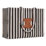 CELINE LARGE CABAS THAIS IN STRIPED TEXTILE AND CALFSKIN