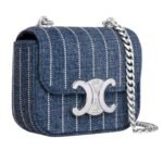 CELINE MINI CHAIN CLAUDE IN STRIPED DENIM WITH STRASS