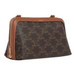 CELINE CLUTCH WITH CHAIN IN TRIOMPHE CANVAS AND LAMBSKIN TAN