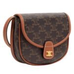 CELINE MINI BESACE IN TRIOMPHE CANVAS AND CALFSKIN TAN