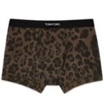 TOM FORD LEOPARD COTTON BOXER BRIEFS DARK BROWN