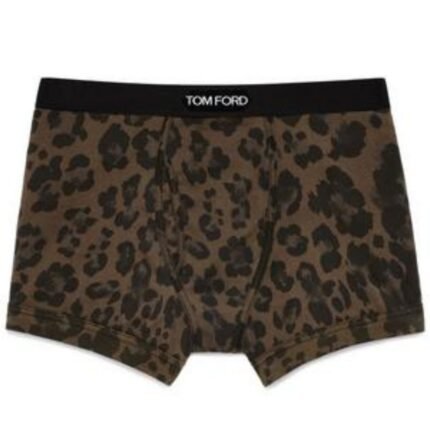 TOM FORD LEOPARD COTTON BOXER BRIEFS DARK BROWN