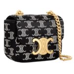 CELINE MINI CHAIN CLAUDE IN SATIN WITH TRIOMPHE STRASS