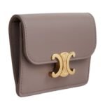 CELINE CARD HOLDER WITH FLAP TRIOMPHE IN SHINY CALFSKIN PEBBLE