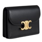 CELINE BUSINESS CARD HOLDER TRIOMPHE IN SHINY CALFSKIN BLACK