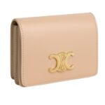 CELINE TRIOMPHE BUSINESS CARD HOLDER IN SHINY CALFSKIN OAT BEIGE