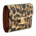CELINE SMALL FLAP WALLET TRIOMPHE IN CANVAS WITH LEOPARD PRINT