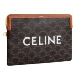 CELINE SMALL POUCH WITH STRAP IN TRIOMPHE CANVAS WITH CELINE PRINT