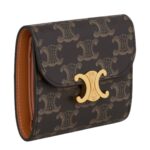 CELINE SMALL FLAP WALLET TRIOMPHE IN TRIOMPHE CANVAS TAN