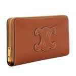 CELINE LARGE ZIPPED WALLET CUIR TRIOMPHE IN SMOOTH CALFSKIN TAN