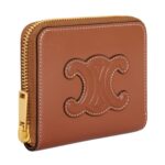 CELINE COMPACT ZIPPED WALLET CUIR TRIOMPHE IN SMOOTH CALFSKIN TAN