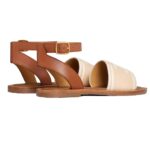 CELINE LYMPIA SANDAL IN TRIOMPHE JACQUARD CANVAS AND CALFSKIN
