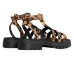 CELINE CLEA TRIOMPHE GLADIATOR SANDAL IN LEOPARD PRINTED HAIRY CALFSKIN