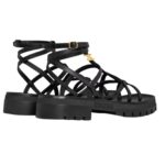 CELINE CLEA TRIOMPHE STRAPPY SANDAL IN CALFSKIN VEGETAL TANNING BLACK