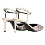 CELINE KITTEN STRAP PUMP IN SUEDE GOATSKIN WITH STRASS AND LAMBSKIN