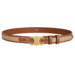 CELINE MEDIUM TRIOMPHE BELT IN TEXTILE WITH RAFFIA EFFECT AND CALFSKIN
