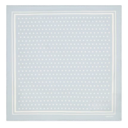 TOM FORD POLKA DOT SQUARE DESIGN POCKET SQUARE SILVER BLUE