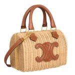 CELINE SMALL BOSTON CUIR TRIOMPHE IN WICKER AND CALFSKIN