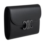 CELINE SMALL FLAP WALLET TRIOMPHE IN SHINY CALFSKIN BLACK