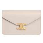 CELINE WALLET ON CHAIN MARGO IN SHINY CALFSKIN GLAZED BROWN