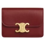 CELINE CARD HOLDER WITH FLAP TRIOMPHE IN SHINY CALFSKIN FUCHSIA
