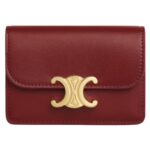 CELINE CARD HOLDER WITH FLAP TRIOMPHE IN SHINY CALFSKIN ICE BLUE