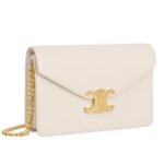 CELINE WALLET ON CHAIN MARGO IN SHINY CALFSKIN PALE BEIGE