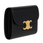 CELINE SMALL FLAP WALLET TRIOMPHE IN SHINY CALFSKIN BLACK
