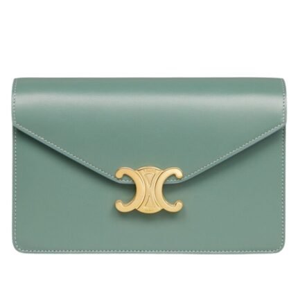 CELINE WALLET ON CHAIN MARGO IN SHINY CALFSKIN CELADON