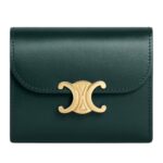 CELINE SMALL FLAP WALLET TRIOMPHE IN SHINY CALFSKIN BLACK