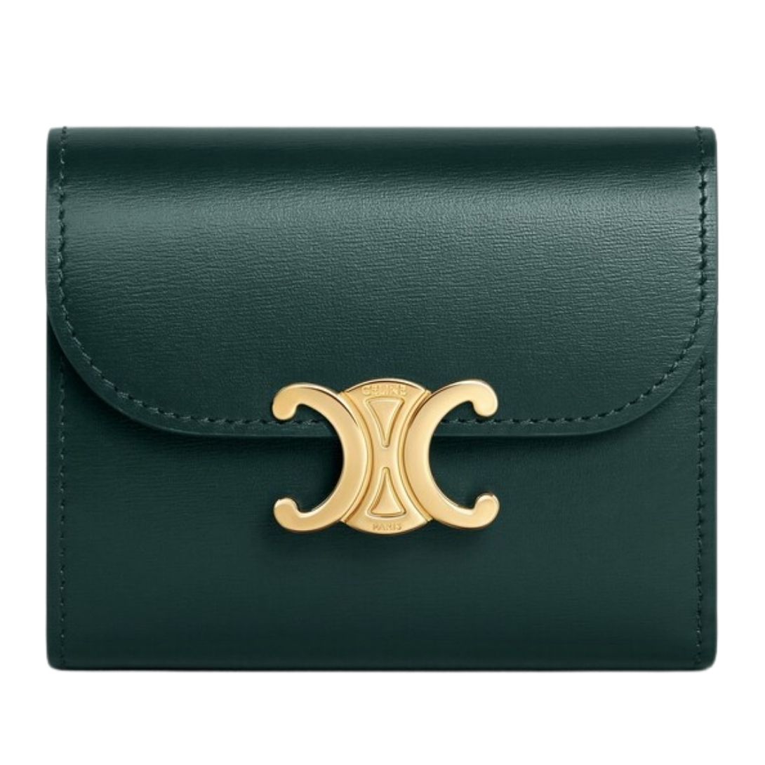 37 CELINE SMALL FLAP WALLET TRIOMPHE IN SHINY CALFSKIN AMAZONE