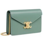 CELINE WALLET ON CHAIN MARGO IN SHINY CALFSKIN CELADON