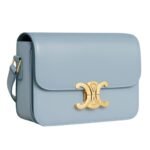 CELINE TEEN TRIOMPHE BAG IN SHINY CALFSKIN PALE BLUE