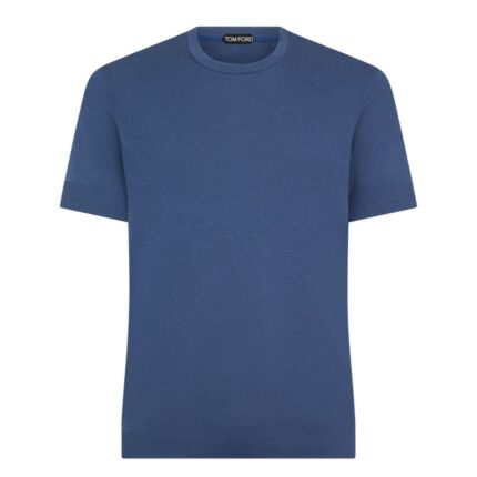 TOM FORD PLACED RIB CREW NECK ELECTRIC BLUE