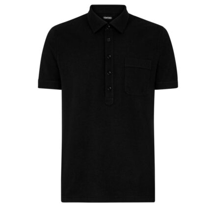 TOM FORD SILK BLEND PIQUET POLO ECRU