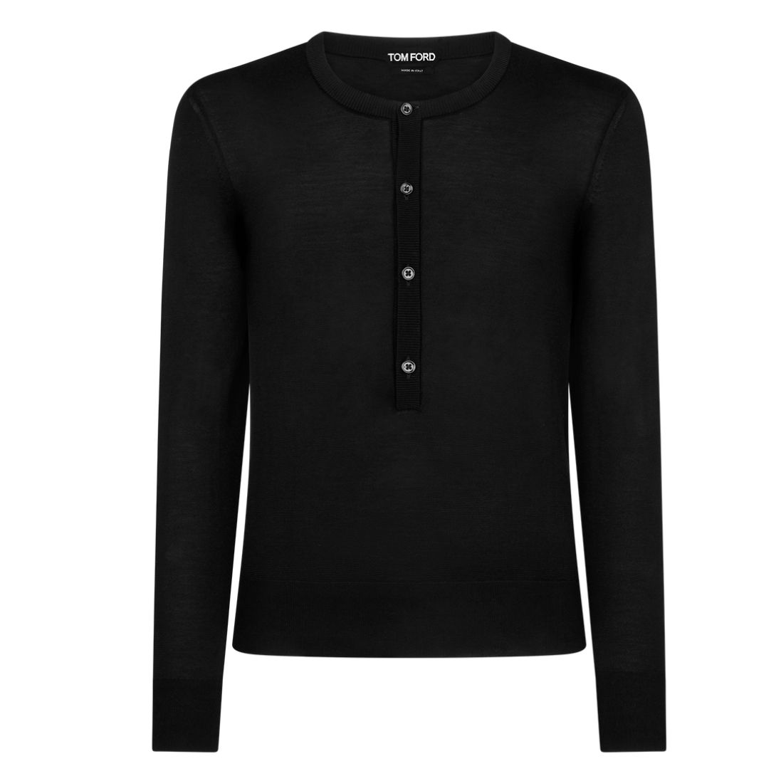 4 TOM FORD SILK VANISE HENLEY BLACK