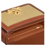 CELINE TEEN TRIOMPHE BAG IN RAFFIA EFFECT TEXTILE AND CALFSKIN
