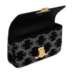 CELINE CHAIN SHOULDER BAG CLAUDE IN SUEDE CALFSKIN WITH TRIOMPHE STRASS
