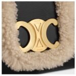 CELINE LARGE VICTOIRE BAG IN CREASED LAMBSKIN AND SHEARLING