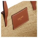 CELINE TEEN SUPPLE CLASSIC PANIER IN RAFFIA AND CALFSKIN