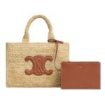 CELINE SMALL CABAS THAIS IN RAFFIA AND CALFSKIN