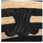 CELINE STRIPED COUFFIN CLASSIC PANIER IN RAFFIA AND CALFSKIN