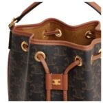 CELINE CLARA BAG IN TRIOMPHE CANVAS AND CALFSKIN TAN