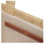 CELINE SMALL CABAS THAIS IN RAFFIA EFFECT TEXTILE WITH TRIOMPHE JACQUARD