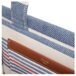 CELINE SMALL CABAS THAIS IN STRIPED TEXTILE AND CALFSKIN
